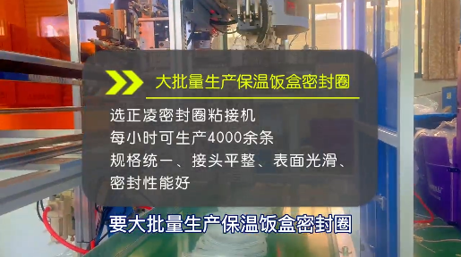 「視頻」大批量生產(chǎn)保溫飯盒密封圈，選正凌密封圈粘接機！